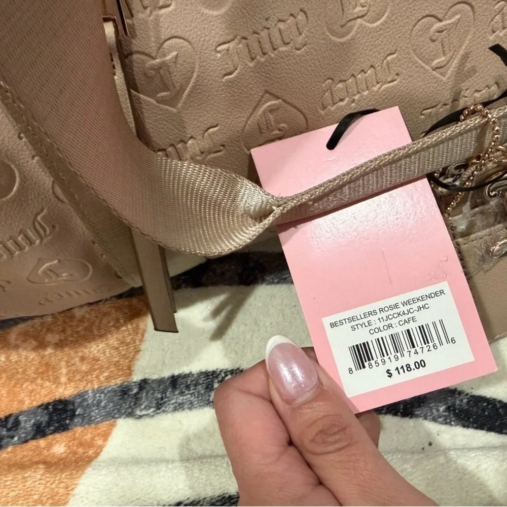 NWT Juicy Couture Rosie Weekender Duffle Bag & Card Holder Cafe
